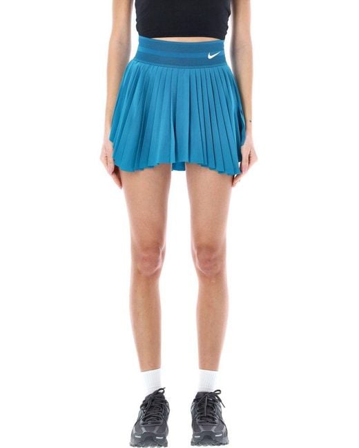 Nike Blue Logo Detailed Pleated Tennis Skirt
