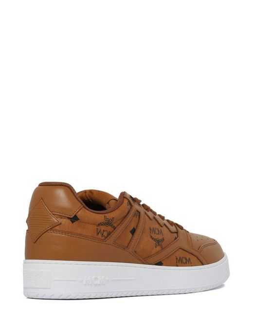 MCM Brown Neo Derby Visetos Lace-Up Sneakers for men