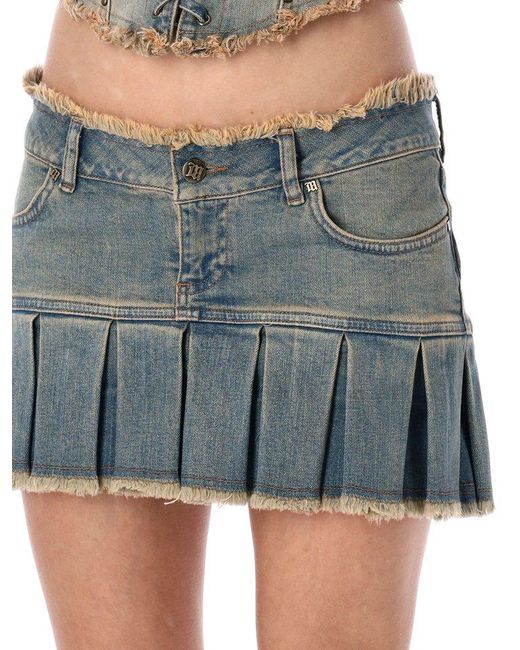 M I S B H V Blue Denim Pleated Mini Skirt