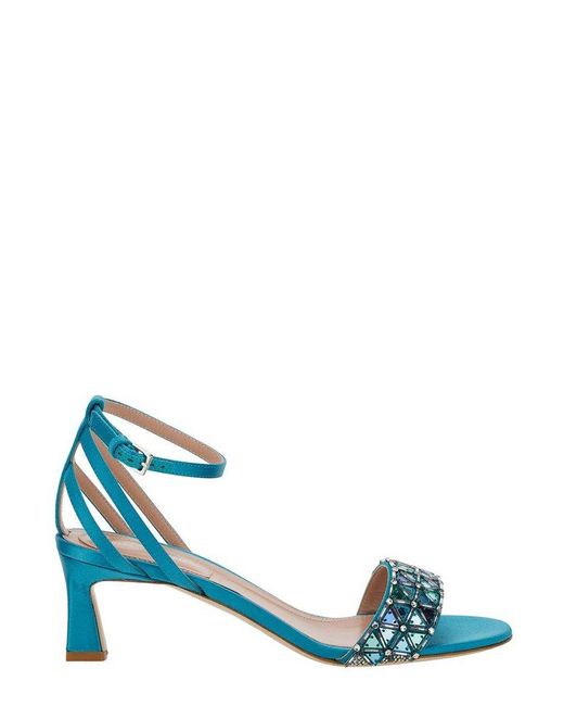 Alberta Ferretti Blue Embellished Open Toe Sandals