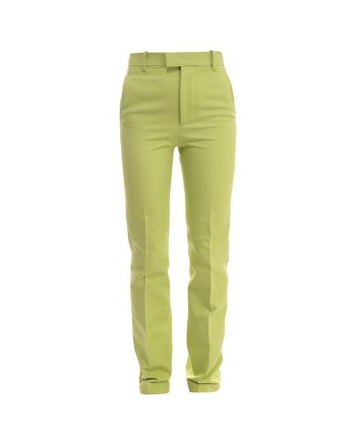Bottega Veneta Cotton Straight-leg Tailored Pants in Green - Lyst