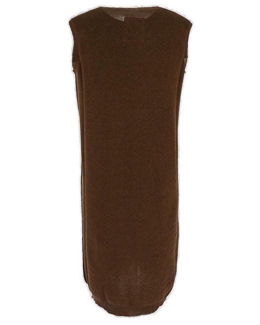 Uma Wang Brown Fringed Sleeveless Dress