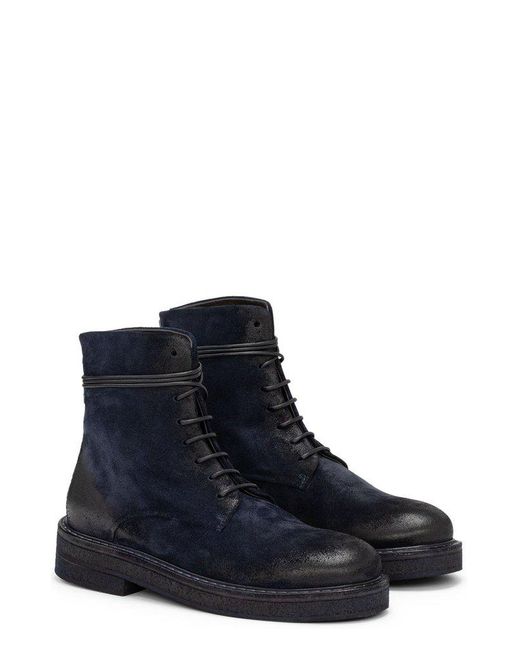 Marsèll Blue Lace-up Round-toe Ankle Boots