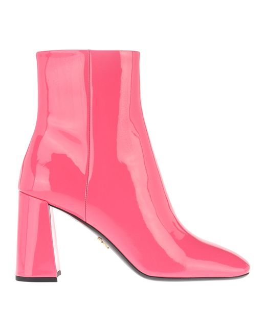 Prada Pink Patent Block Heel Boots