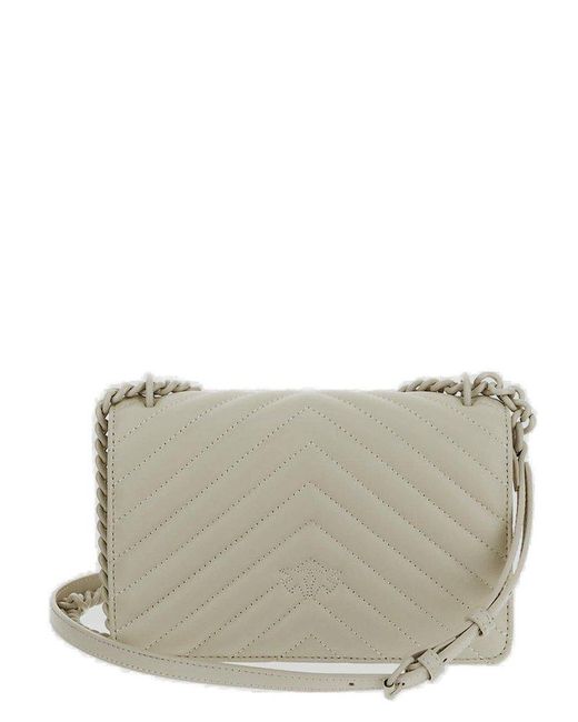 Pinko Gray Love One Chevron Quilted Mini Shoulder Bag