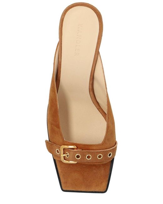 Wandler Brown Isa Square Open Toe Sandals