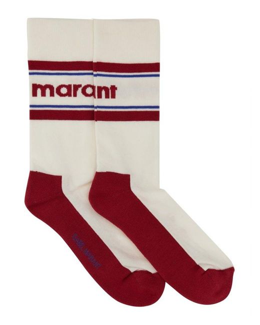 Isabel Marant Red Two-toned Socks for men