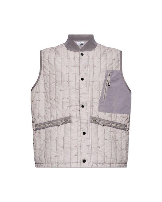 Stone Island Gray Quilted Vest, for men