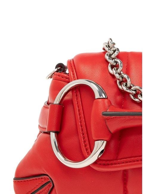 Gucci Red 'horsebit Chain Small' Handbag