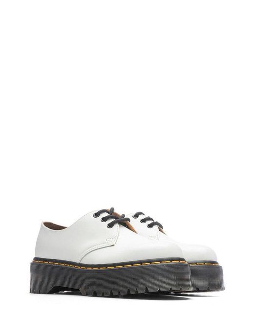 Dr. Martens White 1461 Quad Platform Lace-Up Shoes