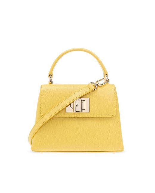 Furla 1927 Twistlock Mini Tote Bag in Yellow Lyst