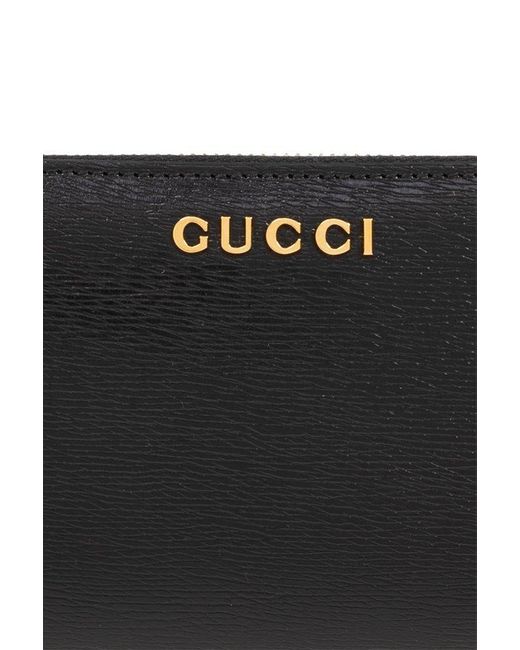 Gucci Black Zip Around Wallet With Script