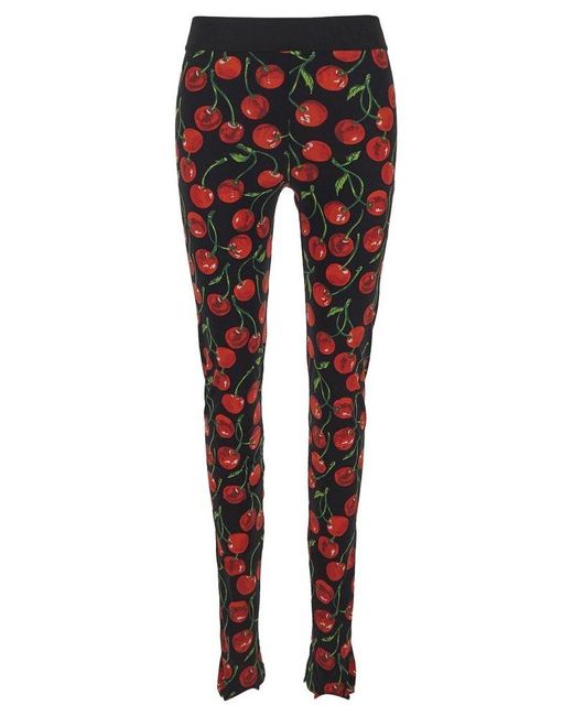 Dolce & Gabbana Red Cherry Printed High-waist Leggings