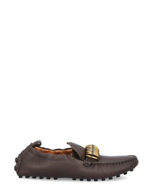 Tod's Brown Ring Embellished Slip-On Loafers