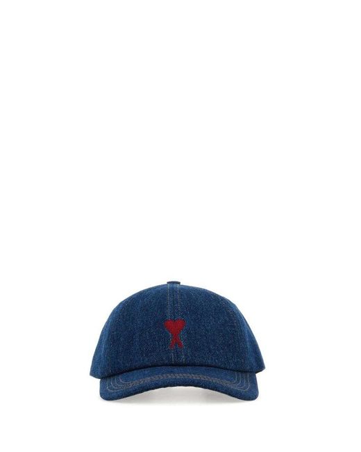 AMI Blue Ami-De-Coeur-Motif Denim Hat for men