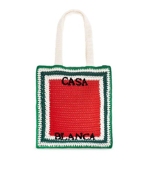 Casablancabrand Red Atlantis Crochet Top Handle Bag