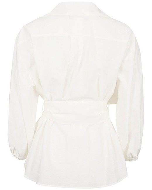 Weekend by Maxmara White Belted Long-sleeved Shirt
