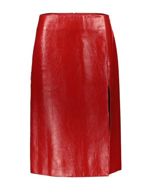 Balenciaga Red Leather Skirt Clothing