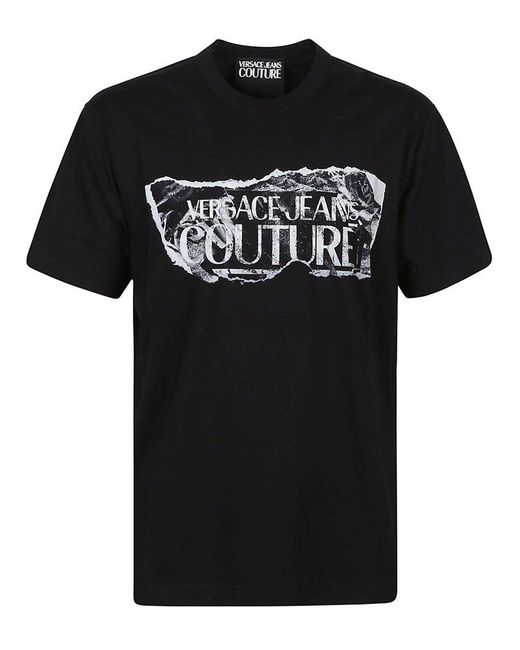 Versace Black Logo-printed Crewneck T-shirt for men
