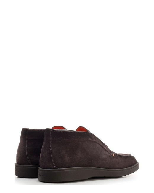 Santoni Brown Desert Round-Toe Slip-On Boots for men