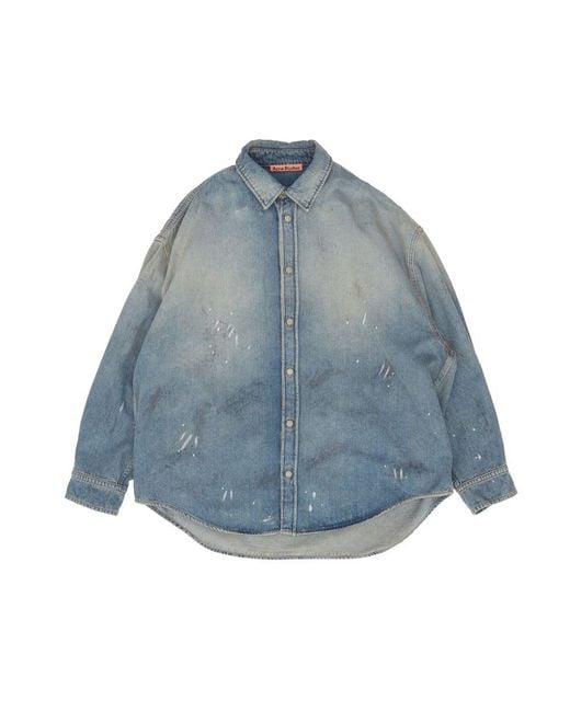 Acne Blue Distressed Denim Shirt for men