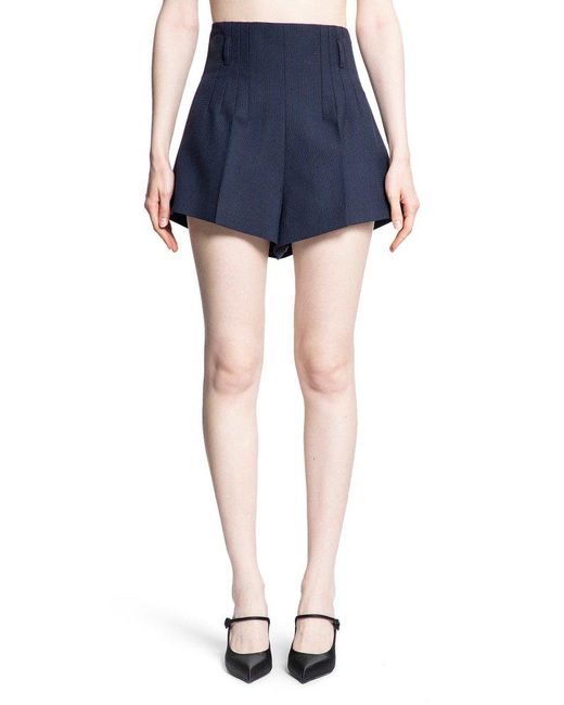 Prada Blue High-waist Flared Shorts