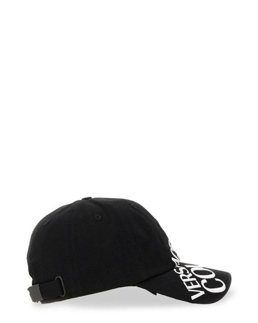 Versace Black Logo Embroidered Baseball Cap for men