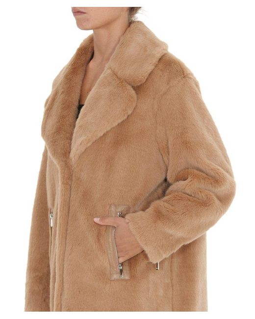 Pinko Natural Pink Faux-fur Oversize Coat