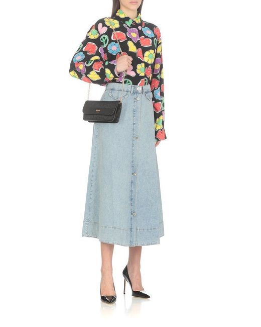 Moschino Multicolor Jeans All-over Floral-printed Shirt