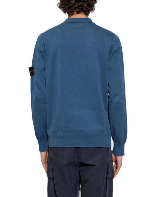 Stone Island Blue Polo Sweater, for men