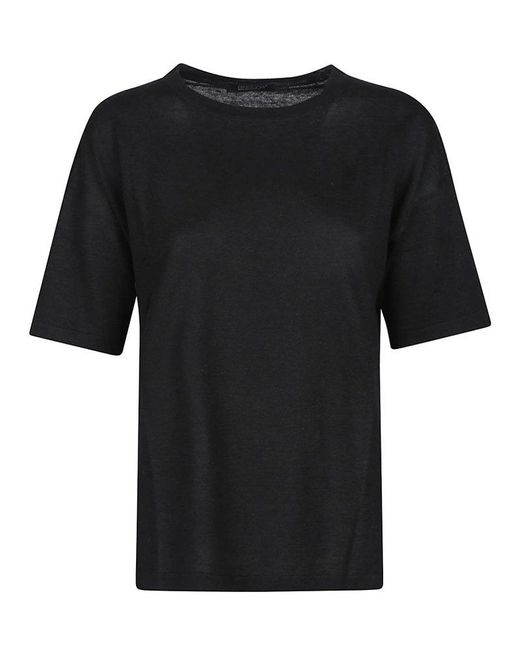 Aragona Black Crew Neck Top