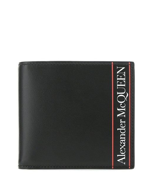 Alexander McQueen Black Logo Printed Bi-fold Wallet for men