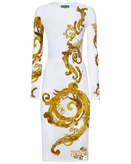Versace Metallic Watercolour Couture Midi Dress