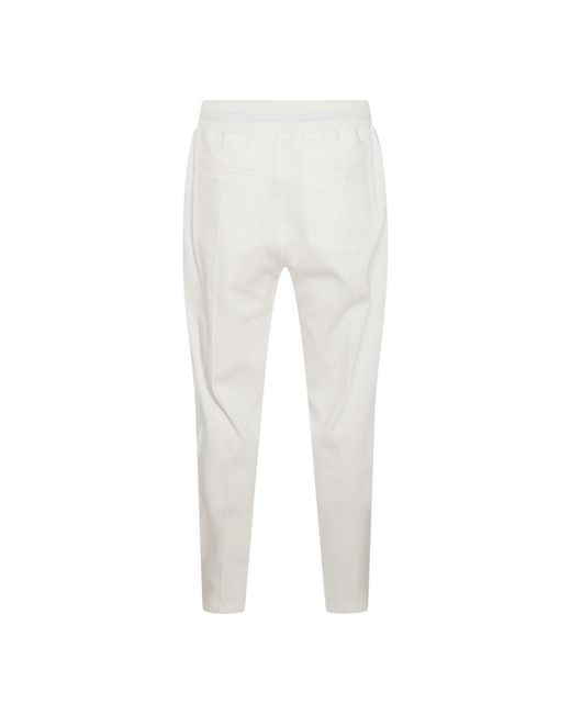 Brunello Cucinelli White Straight-leg Drawstring Track Pants for men