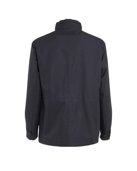 Zegna Blue Pocket Detailed High Neck Jacket for men