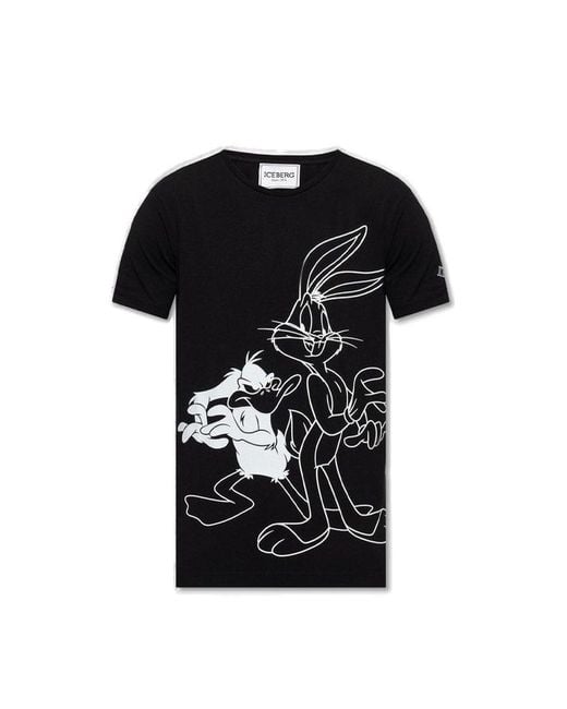 Iceberg Bugs Bunny And Daffy Duck Printed Crewneck T-shirt in Black for ...