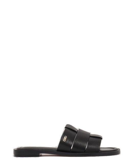Michael Kors Black Logo Plaque Slip-on Sandals