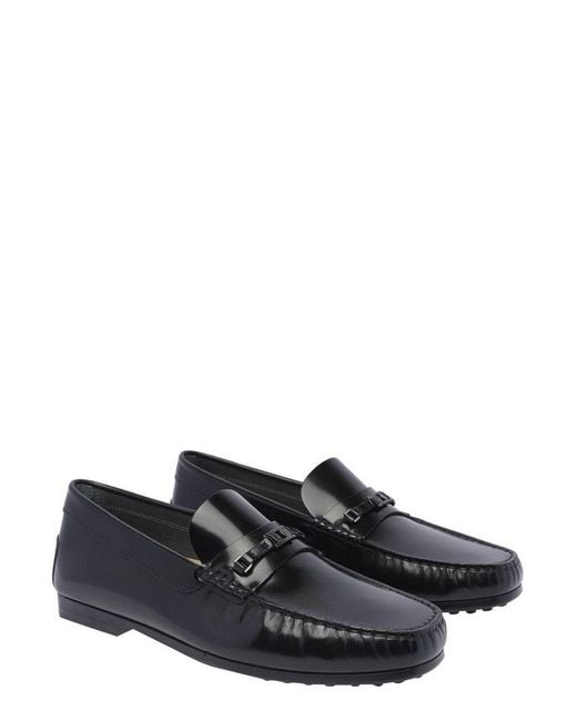 Tod's Black Kate Square Toe Loafers for men