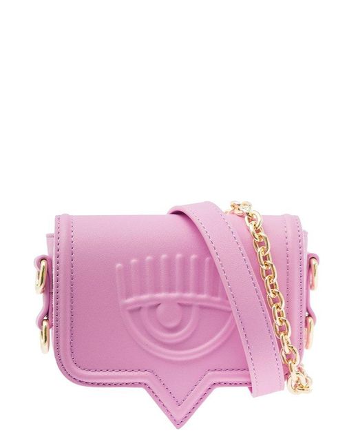 Chiara Ferragni Pink Eyelike Foldover Top Crossbody Bag