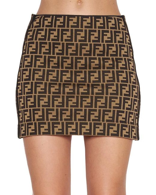 Fendi Brown Ff Monogram Mini Skirt
