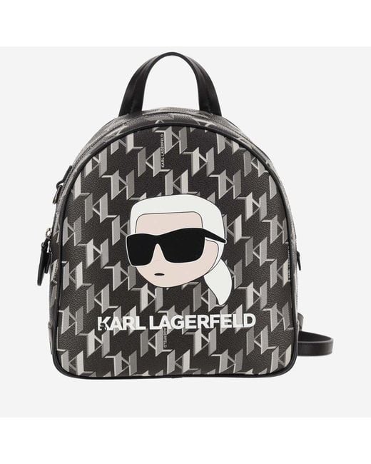 Karl Lagerfeld Black K/ikonik 2.0 Monogram Zipped Backpack