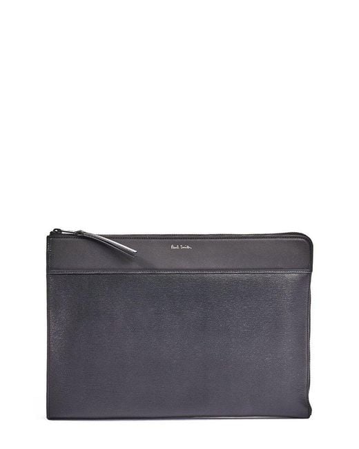 Paul Smith Gray Zipped Laptop Bag for men