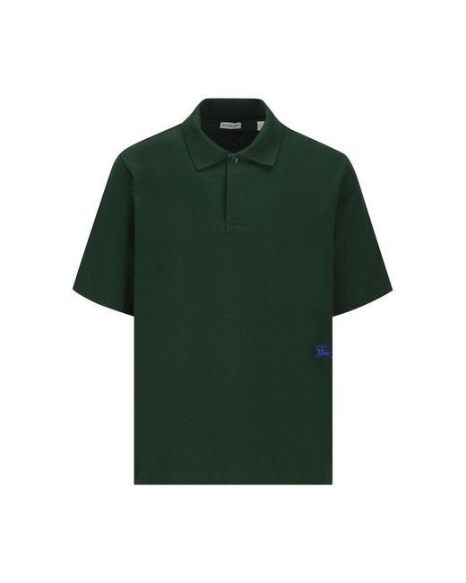 Burberry Green Logo-embroidered Short Sleeved Polo Shirt for men