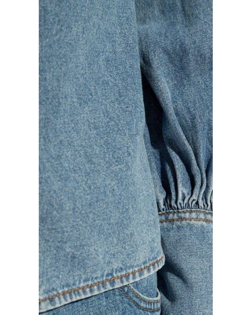 Zimmermann Blue Denim Shirt With Tied Detail,