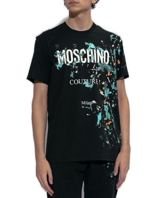 Moschino Black T-Shirt With Logo for men