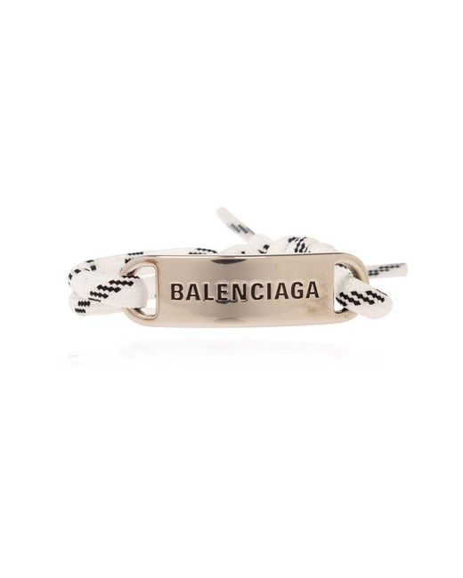 Balenciaga White Plate Logo Bracelet for men