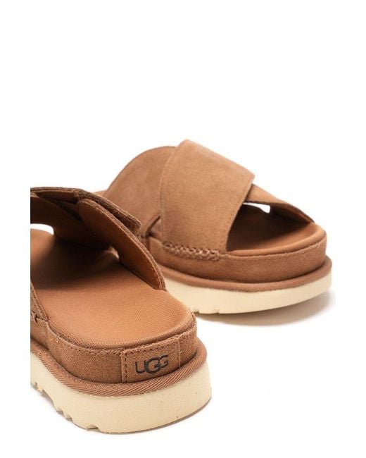 Ugg Brown Goldenstar Cross Slides