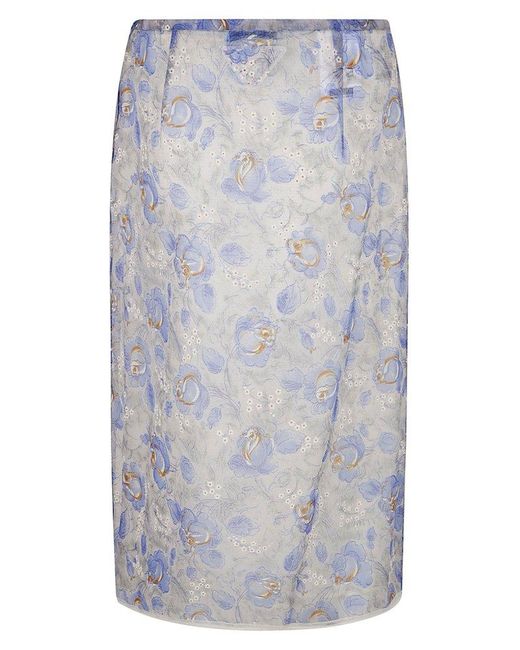 Prada Gray All-Over Patterned Skirt