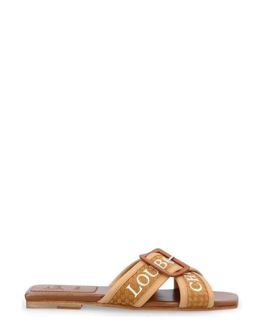 Christian Louboutin Brown Logo Detailed Slip-on Sandals