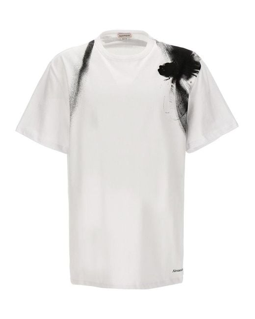 Alexander McQueen Contrast Print T-shirt in White for Men | Lyst